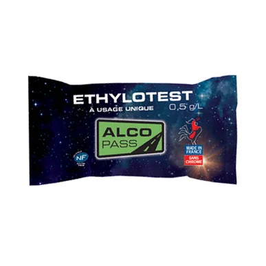 Lot de 100 Ethylotests Chimiques NF  0.5g/L SANS CHROME| type Ballon | Alcopass  0.5g/L